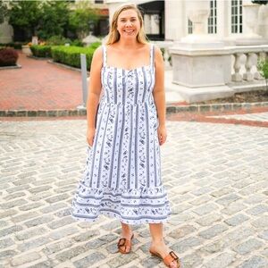 Reformation Maegan Linen Midi Dress Sz 12 Madeline